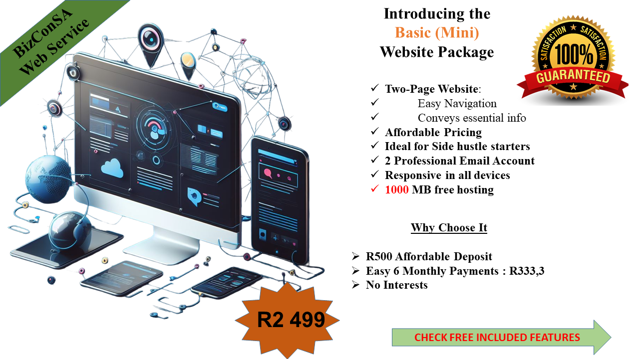 BizConSA Web Services Affordable Basic Website Design Package